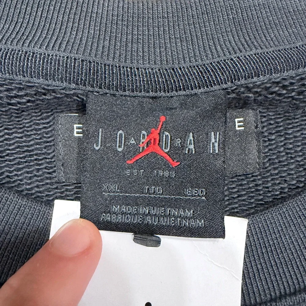 Air Jordan Wordmark Fleece Crewneck Sweatshirt Dark Grey XXL ws